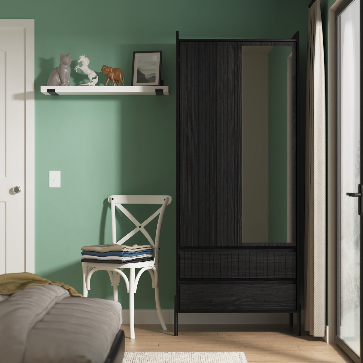 Osaka 2 Drawer Mirror Wardrobe