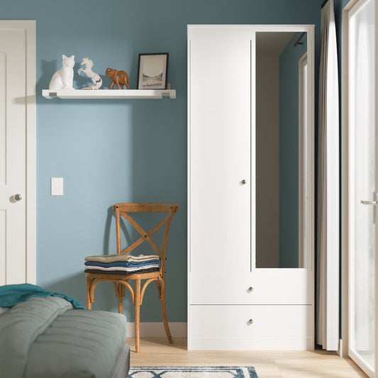 Padstow Tall 2ft 6in 2 Drawer Mirror Robe