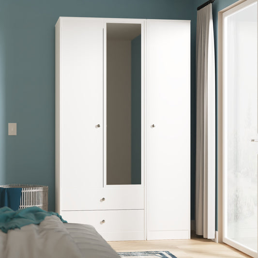 Padstow Tall Triple 2 Drawer Mirror Robe