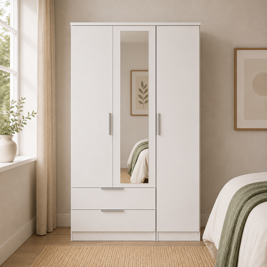 Plymouth Tall Triple 2 Drawer Mirror Robe