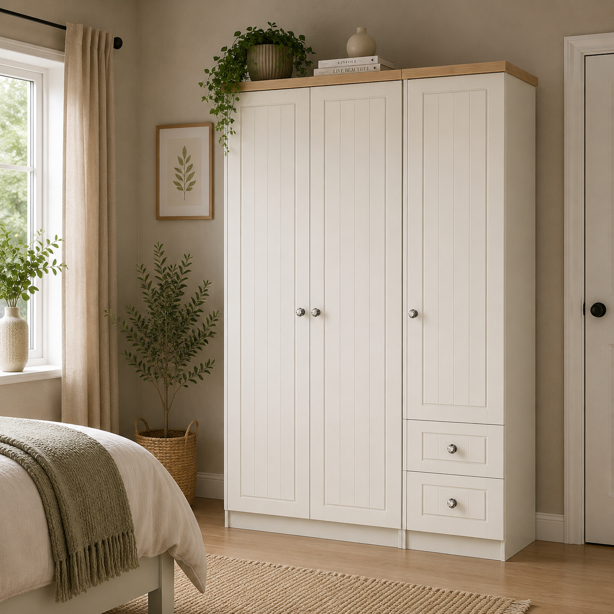 Rome Triple Plain + Drawer Robe