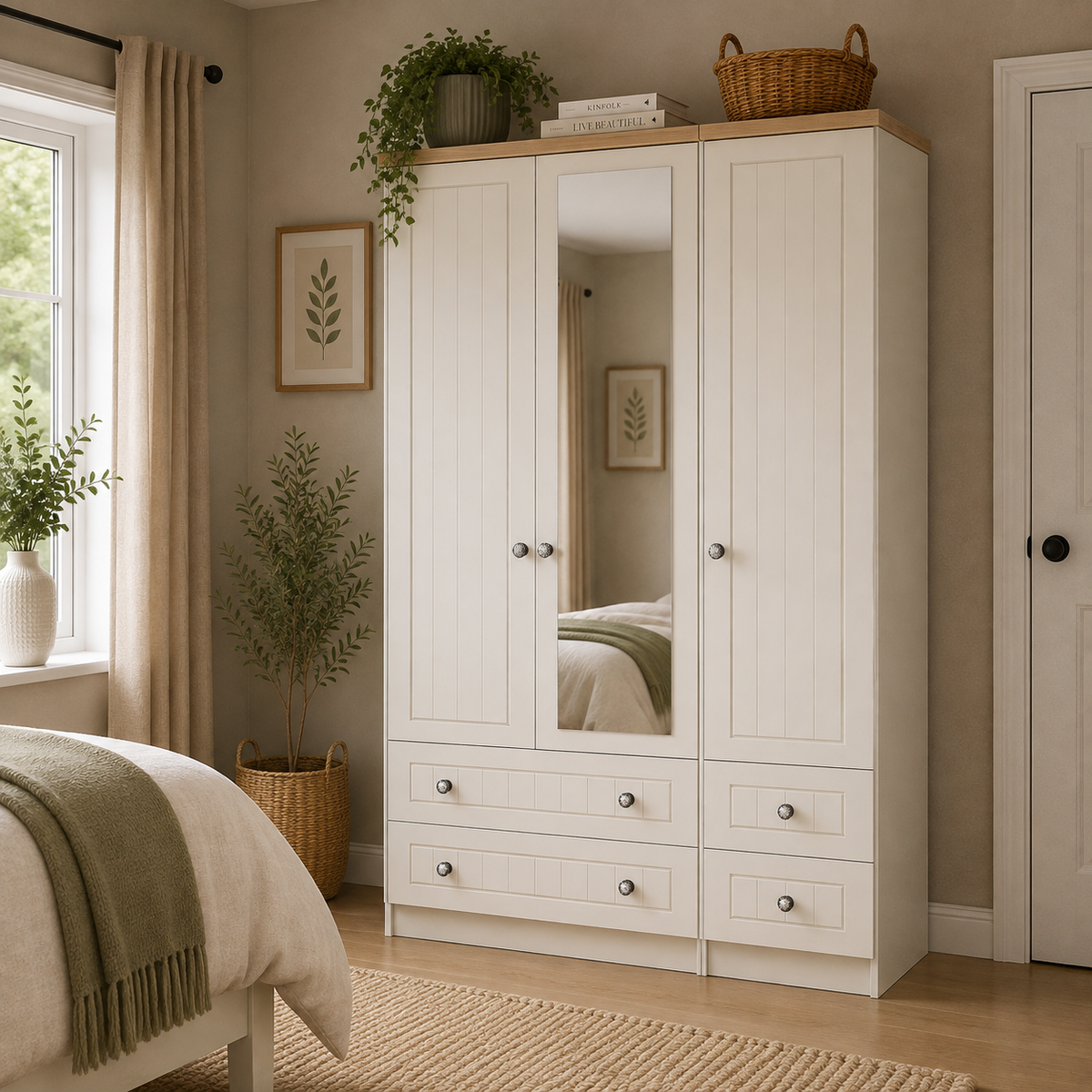Rome Triple 2 Drawer Mirror + Drawer Robe