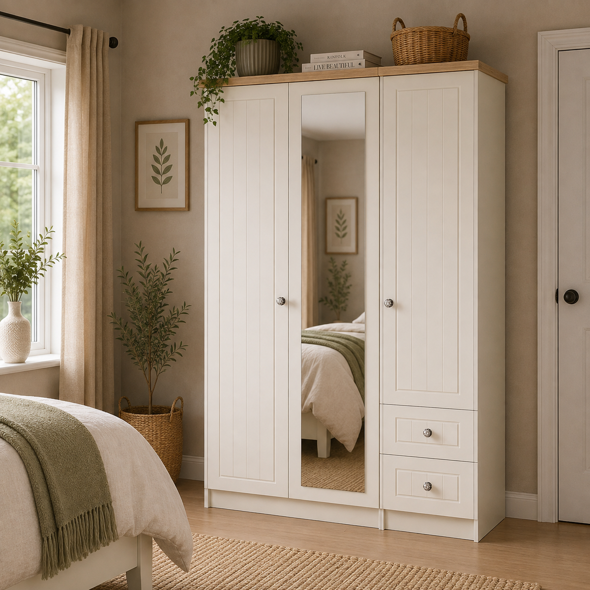 Rome Triple Mirror + Drawer Robe