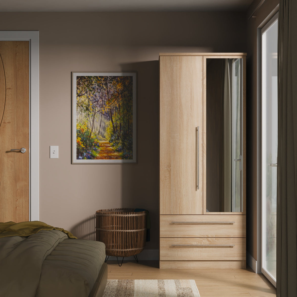 Sherwood Tall 2ft 6in 2 Drawer Mirror Robe