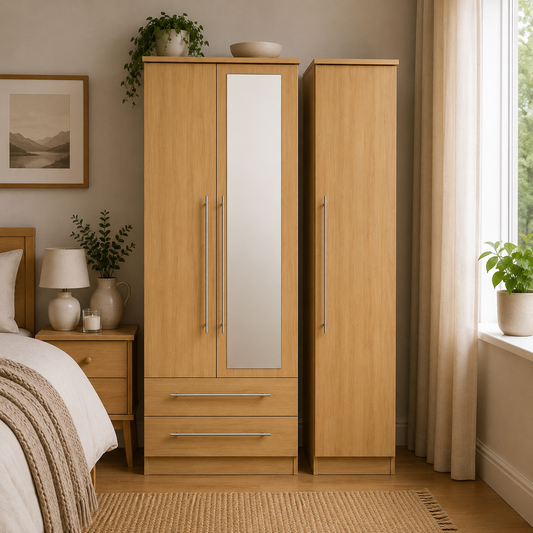 Sherwood Tall Triple 2 Drawer Mirror Robe