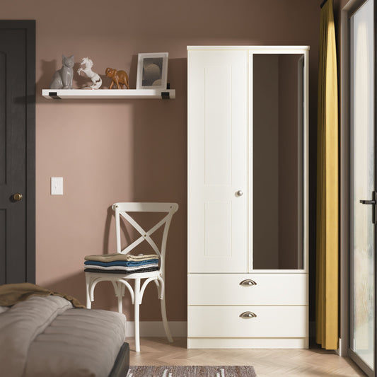 Victoria 2ft 6in 2 Drawer Mirror Robe