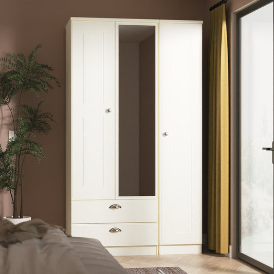 Victoria Tall Triple 2 Drawer Mirror Robe