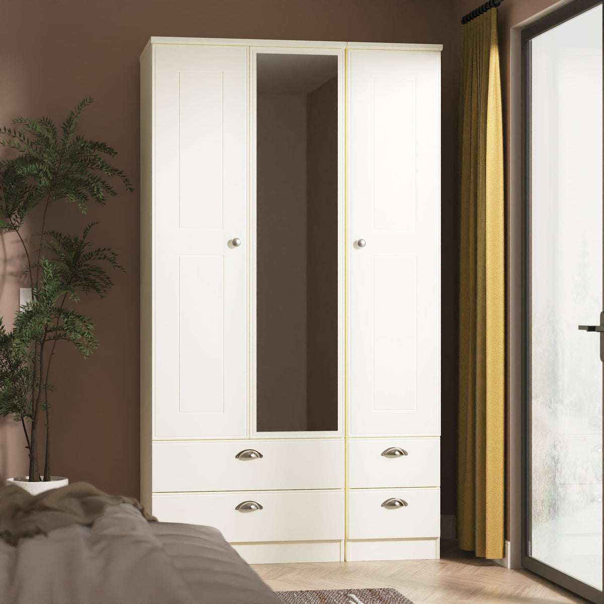 Victoria Tall Triple 2 Drawer Mirror + Drawer Robe