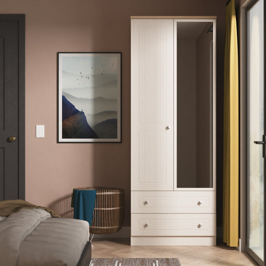 Vienna 2ft 6in 2 Drawer Mirror Robe