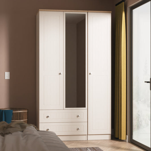 Vienna Tall Triple 2 Drawer Mirror Robe