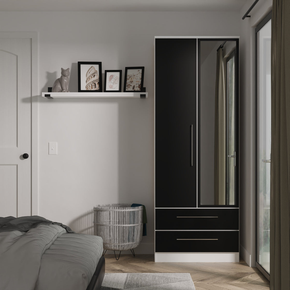 Worcester Tall 2ft 6in 2 Drawer Mirror Robe