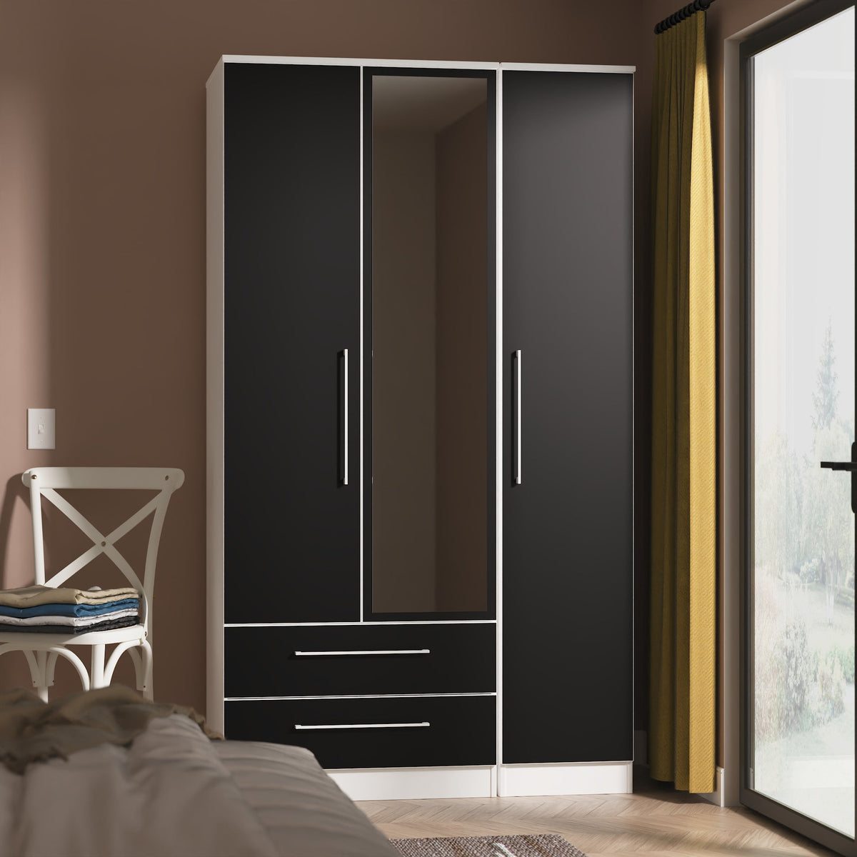 Worcester Tall Triple 2 Drawer Mirror Robe